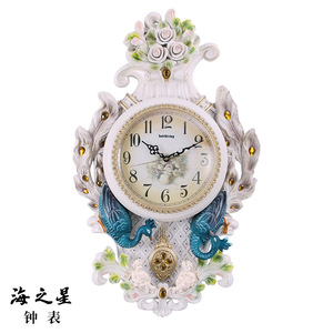 Creative Peacock Wall <b>Clock</b> Oval Silent <b>Battery</b> Powered For Living Room Home Decor - Product Image 2