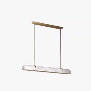 French Style Marble Long Strip Chandelier Adjustable Height Copper <strong>Lighting</strong> <strong>Fixtures</strong> for Villas Hotels Restaurants Bars - Product Image 6
