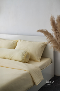 Housse de couette en coton jaune délavé, haute qualité, douce, respirante, pour hôtel, lavable, anti-boulochage, non toxique - Product Image 4