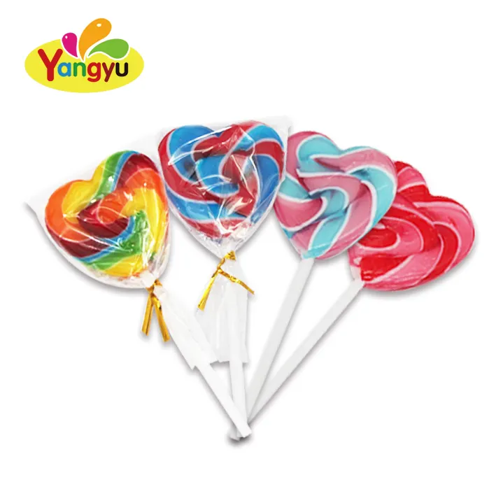Heart Shaped Colorful Swirl Lollipops