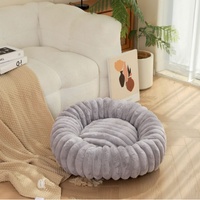 Coussin pour animaux de compagnie en fausse fourrure de lapin, large, droit et rond, doux et moelleux, chaud pour l'hiver, couleur unie, pour chiens et chats