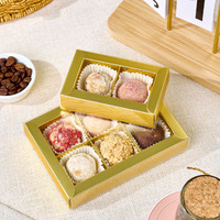 Boîtes en papier personnalisées de luxe dorées jetables pour gâteaux de mariage, donuts, macarons, chocolats avec 2, 4, 6 ou 8 compartiments
