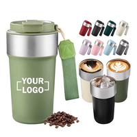 Tasse Thermique de Voyage Extérieure Personnalisée Verte 17oz, Mug à Café de Voyage avec Couvercle Rabattable 2-en-1, Gobelet Isotherme en Acier Inoxydable