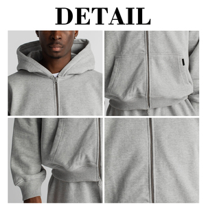 Kingsen Pull à capuche zippé unisexe en molleton épais de haute qualité, couleur unie, personnalisable, pour l'hiver - Product Image 6