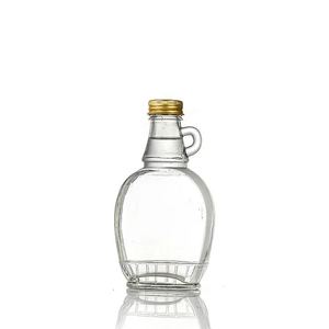 Alta calidad 150ml 250ml <span class=keywords><strong>375ml</strong></span> 500ml Tapa de tornillo vacía Botella de vidrio de jarabe de arce plano con mango pequeño - Product Image 4