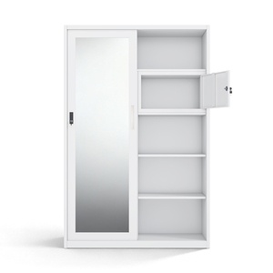 Armoire en métal imprimé avec 2 portes coulissantes et miroir 1200 mm pour chambre à coucher - Product Image 4