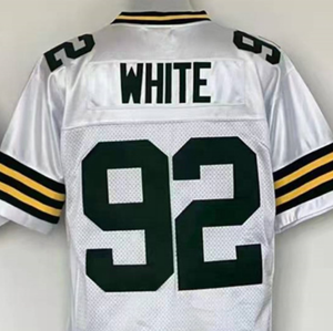 Готовый к отправке, белый цвет, лучшее качество, сшитая Американская Футбольная майка - Product Image 1