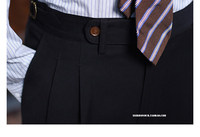 Pantalon de Costume Noir de Luxe pour Homme, Taille Haute, Coupe Slim, Ajusteurs Latéraux, Style Old Money, Idéal Bureau et Mariage