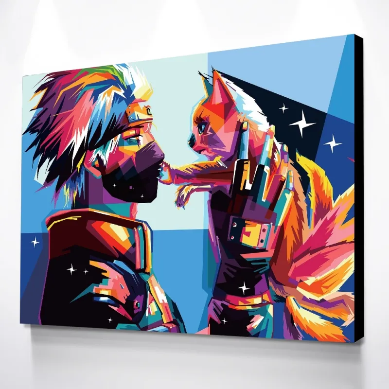 Graffiti Color Art Anime Star Portrait With Cat Wall Pictures and Posters For Home Decor Cuadros Living Room Decoration Canvas
