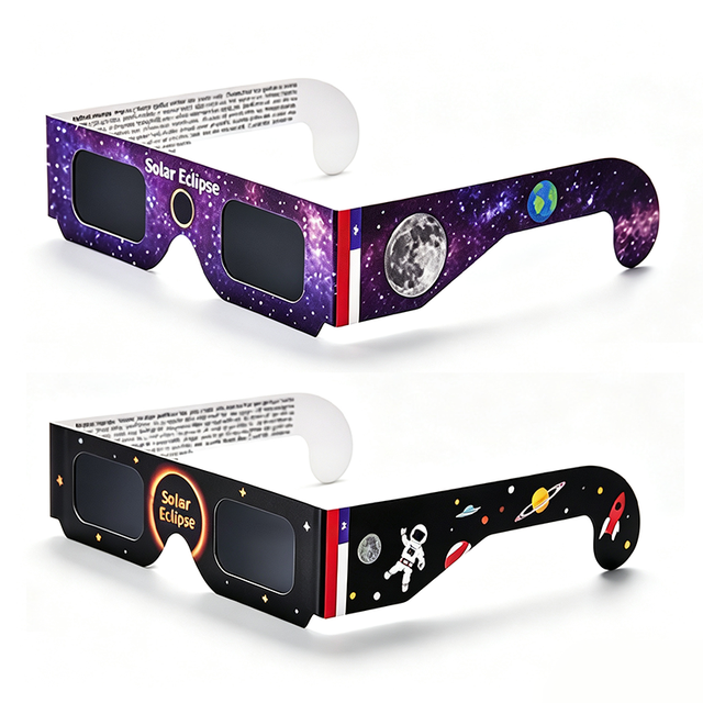 In Stock Color Printed Paper Frame Glasses for Direct Sun Observation Sun Viewing Shades ISO&CE Certified, Solar Eclipse Glasses