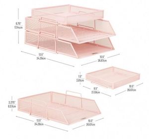 Office <b>Drawer</b> Organizer 2 Tiers Stackable Paper Tray Organizer for Desk Standing Papers <b>File</b> Mesh/Office <b>File</b> Collation - Product Image 5