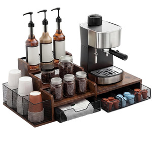 Étagère de rangement en fer et bois à 2 niveaux, rectangulaire, multifonction, organisateur de comptoir de cuisine pour condiments et articles divers - Product Image 5