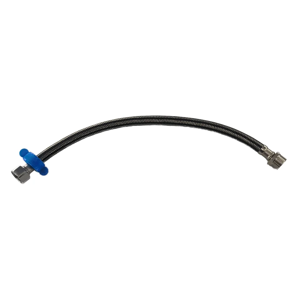 14mm 15mm 16mm acier inoxydable et fil de Nylon noir connecteur tressé flexible tuyau d'entrée d'eau pour lavabos de salle de bain