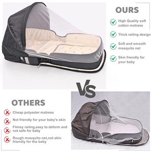 Lit de voyage portable pour bébé de 0 à 8 mois, lit bébé portable, lit bébé à co-dormir avec moustiquaire, léger et pliable - Product Image 6