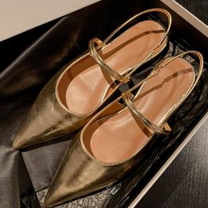 Sandalias planas de tacón bajo puntiagudas para mujer, venta al por mayor directa de fábrica, zapatos de novia para bodas - Product Image 4