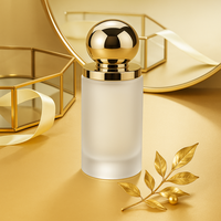 Luxuriöse Maßgefertigte Einzigartige Goldene Runde Kugelförmige Deckel 100ml Mattierte Klare Glas-Pumpflaschen für Serum Creme Kosmetik Ätherisches Öl