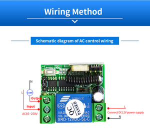 Top bán hàng 1CH 1 nút không dây 433Mhz điều khiển từ xa cửa nhà để xe RF Receiver cho khóa cửa với bìa - Product Image 6