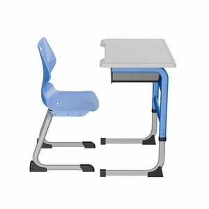 Ensemble bureau et chaise enfant Lin Ying, mobilier scolaire, style moderne minimaliste, table bleu-gris avec rangement pour élèves du primaire - Product Image 2