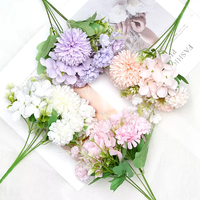 Buket Bunga Campuran Buatan Grosir, Peony Sutra, Mawar, Hydrangea, Rangkaian Bunga Palsu, Dekorasi Rumah, Dekorasi Pernikahan, Centerpiece