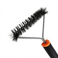 Brosse de nettoyage pour barbecue coréen en acier avec manche en plastique résistant à la chaleur, durable pour les grillades en extérieur et le camping