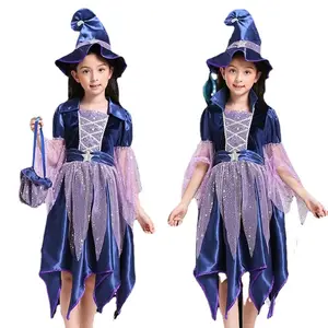 Costume d'halloween pour enfants, tenue de déguisement de sorcière Cosplay, vêtements de Performance pour enfants, pour fête, nouvelle collection