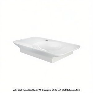 Lavabo mural Valet 94 cm blanc alpin avec étagère gauche pour salle de bain - Product Image 3