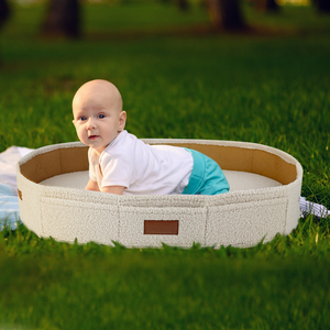 Faltbarer Gold Teddy Velvet Custom <span class=keywords><strong>Baby</strong></span> Spielzeug Aufbewahrung skorb Große Kapazität Windel Wickel korb mit Leder griff 75x42x14cm - Product Image 5