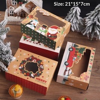 Coffret de Boîtes à Biscuits de Noël 4 Pièces avec Fenêtre Transparente, Motifs Père Noël, Pingouin, Renne, Camion, en Papier Kraft, Réutilisables, Scellables, Quatre Couleurs