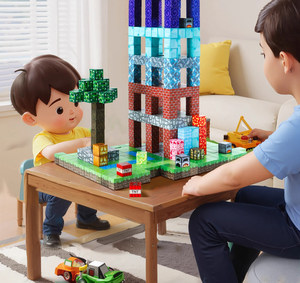 Blocs d'assemblage magnétiques en plastique carrés de 2*2 cm, mini cubes de construction magnétiques, jouet éducatif pour enfants - Product Image 1