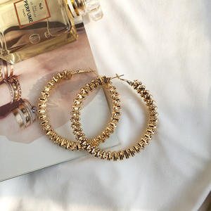Boucles d'oreilles en forme de grand cercle <span class=keywords><strong>torsadé</strong></span>, plaqué <span class=keywords><strong>or</strong></span>, nouveau Style - Product Image 3