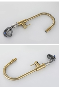Sus 304 Stainless Steel Pull Out Kitchen Faucet Gold Brushed Black Counter <strong>Top</strong> Mount Flex Sink Water Mixer <strong>Tap</strong> - Product Image 6