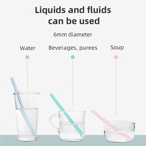 3pcs BPA-Free <b>Reusable</b> Transparent Brush Silicone Soft Drinking <b>Straws</b> with Cleaning Brush Set Bar Party Kitchen Supplies - Product Image 4