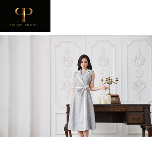 Robe imprimée évasée élégante à col haut pour femmes 100% coton A-Line Bodycon Top Tendance Bonne Absorption de la sueur Manteau Matériau de remplissage - Product Image 1