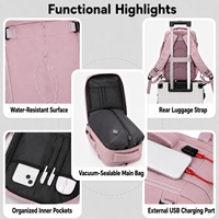 Sac à dos convertible de luxe 17,3 pouces avec technologie de compression sous vide, étanche, pour affaires et voyages, compartiment à chaussures, mode, USB