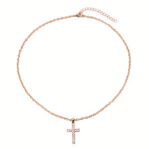 Collar con colgante de cruz de aleación de zinc con diseño geométrico para mujer, joyería de regalo. - Product Image 5