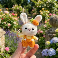 Porte-clés animal en crochet fait main, amigurumi en forme de boule (lapin, singe, ours), breloque de sac pour cadeau