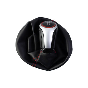 Poignée de levier de vitesses Volkswagen Golf 5 vitesses en cuir avec surpiqûres rouges, design ergonomique - Product Image 4