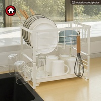 Support de séchage de vaisselle à 2 niveaux support d'ustensiles support de rangement de plaque avec plateau pour comptoir évier cuisine