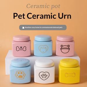 Керамическая урна для праха собак и кошек, квадратная, ручной работы, герметичная, с крышкой, для похоронных принадлежностей и хранения костей - Product Image 2
