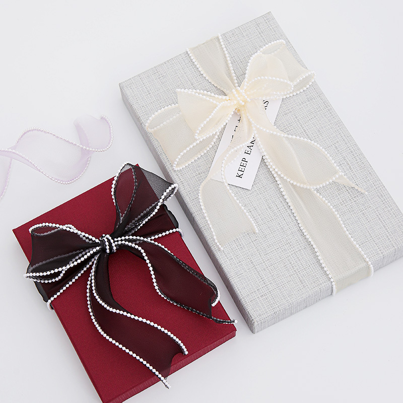 Pearl Fish Tail Yarn Flower Gift Bouquet Packaging Ribbon, Bow Mesh Pearl Ribbon