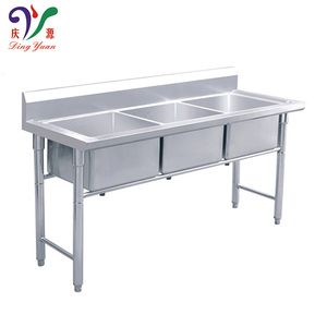 Fregaderos de lavado a mano industriales personalizados Hospital SUS 316 fregadero de esquina de acero inoxidable lavadero fregadero de 3 compartimentos con salpicadero - Product Image 3