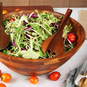 Nuevos productos Vajilla Frutero de madera de acacia personalizado <span class=keywords><strong>Comprar</strong></span> Ensaladera de madera grande - Product Image 2
