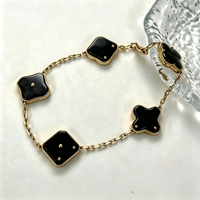 Bracelet Fleur Trèfle à Quatre Feuilles Porte-Bonheur en Argent Sterling 925 Plaqué Or, Bijou Cadeau, Catalogue Van Cleef, Plata 925 Pulsera