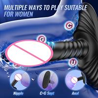 Dreifach-Stimulations-Analvibrator mit P-Punkt- und Perineum-Stimulation USB-Aufladbar Wasserdicht Latexfrei Erwachsenen-Stimulationsgerät