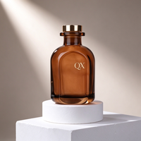 Vente en gros de flacons diffuseurs en verre ambré de 150 ml et 200 ml avec bouchon en métal doré, fond épais, flacon aromatique vide pour décoration de cadeaux