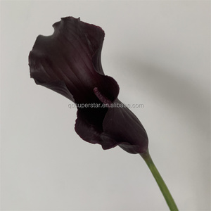 B-1046 Fleurs artificielles haut de gamme, <span class=keywords><strong>lys</strong></span> calla en caoutchouc souple, branche unique, fleurs décoratives, <span class=keywords><strong>lys</strong></span> calla noirs et rouges, vente en gros - Product Image 3