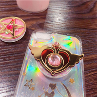 Soporte de Dedo para Teléfono Personalizado con Purpurina Brillante de SAILOR Moon, Regalo Promocional, Flexible, Portátil, Ajustable, a Prueba de Fugas