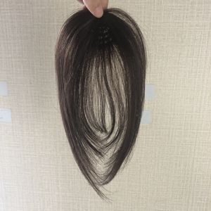 SS LONGFORヘアバングダークブラウンカラー2 # クリップイントッパー、フリンジ付き女性用人毛8インチ3x4ヘアエクステンション3Dバング - Product Image 1