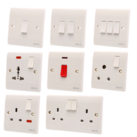 ABUK EU UK 1gang 2way 220v ac interrupteur et prise universelle multi-alimentation prise murale unique avec voyant lumineux LED