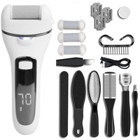 Kit de pédicure professionnel, lime à callosités électrique pour les pieds avec 3 têtes de rouleaux, rechargeable, étanche, outils de soin des pieds